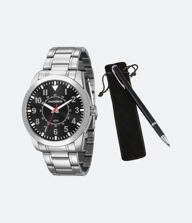 Kit Relógio Mondaine Analógico com Pulseira em Aço Prata e Caixa em Metal 99138G0MVNE1KG U 1