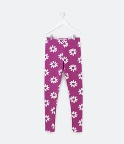 Calça Legging Infantil com Estampa de Corações de Florzinhas - Tam 5 a 14 Anos