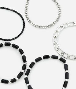 Kit 05 Pulseiras com Correntes e Pedras