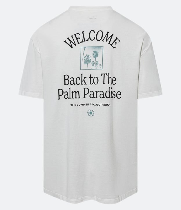 Camiseta Relaxed em Meia Malha com Estampa Palm Paradise Bege