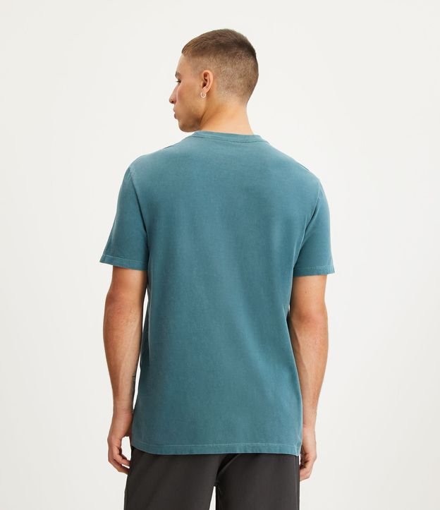 Camiseta Comfort em Meia Malha com Lettering Sonic Waves Verde Estonado 3