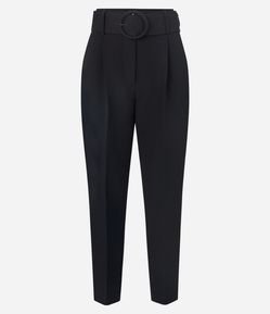 Calça Cenoura Alfaiatada com Cinto Afivelado e Pregas