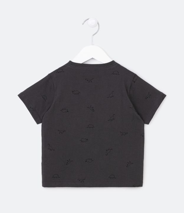 Remera Infantil con Estampa de Mini Dinosaurio - Talle 1 a 5 años Gris 2