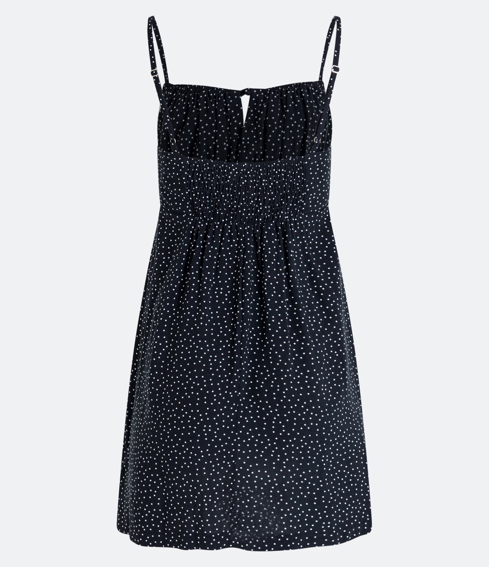 Vestido Curto de Alça em Viscose com Estampa Poá Preto 2