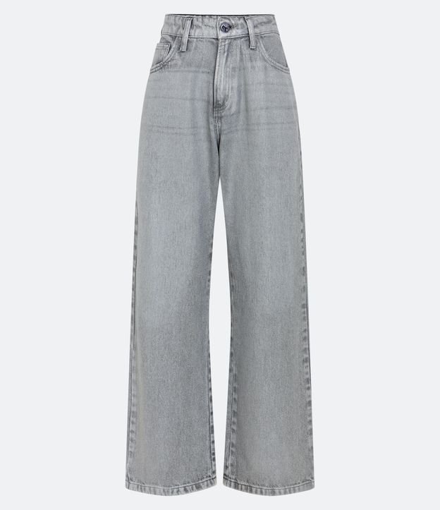 Calça Reta Jeans com Textura Resinada Prata 5