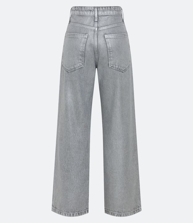 Calça Reta Jeans com Textura Resinada Prata 6
