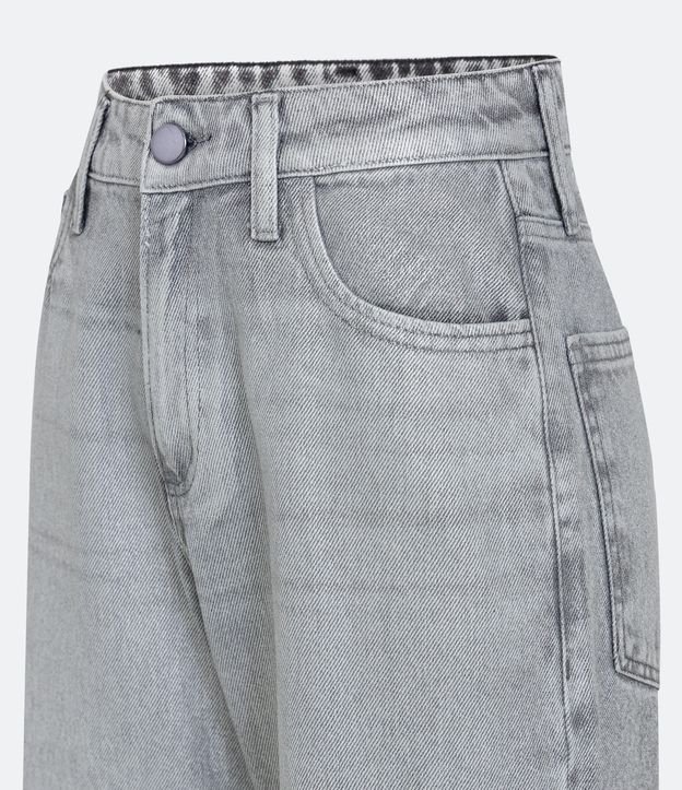 Calça Reta Jeans com Textura Resinada Prata 7