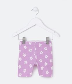 Short Ciclista Infantil Canelado com Estampa Margaridinhas - Tam 1 a 5 Anos