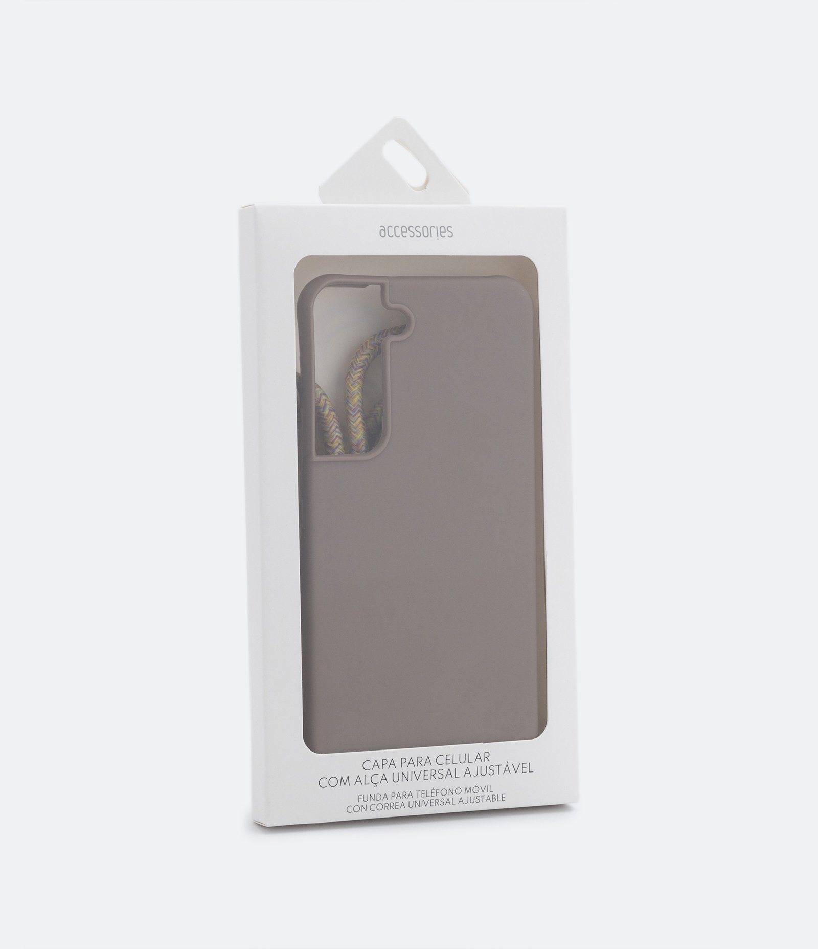 Capa Protetora de Celular Samsung S22 em Silicone com Alça de Corda Marrom 2
