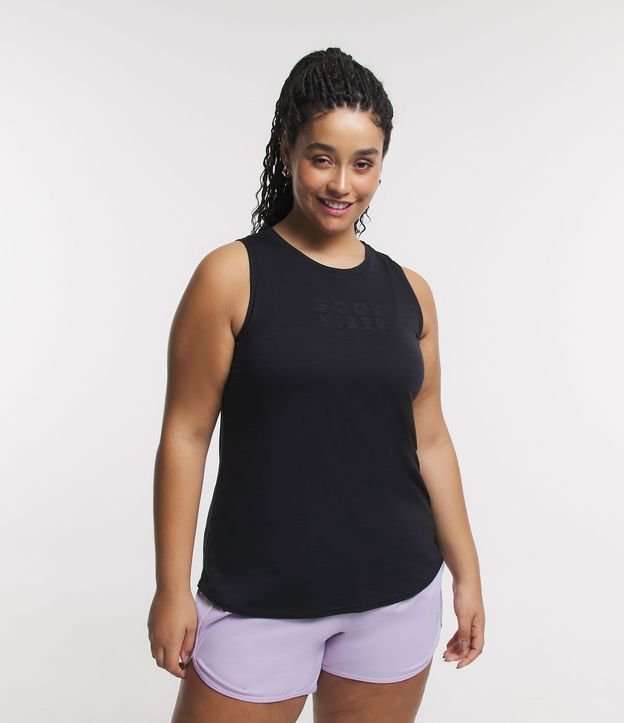 Regata Esportiva em Poliamida com Estampa Good Vibes Curve & Plus Size