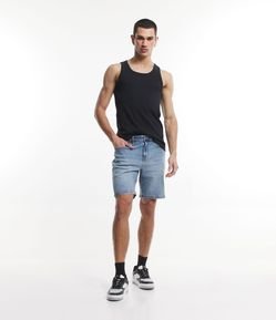 Bermuda Slim Relaxed Jeans com Bolsos