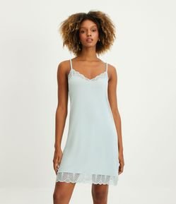 Camisola Curta em Viscolycra com Renda