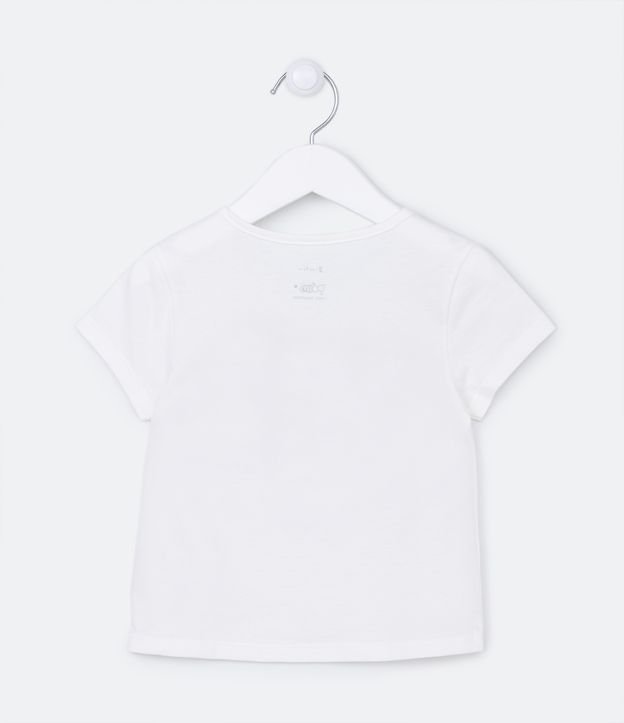 Camiseta Infantil com Estampa de Oncinha Feliz e Glitter - Tam 1 a 5 Anos Off White 2