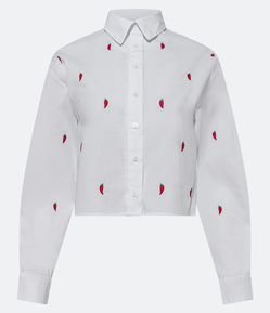 Camisa em Tricoline com Bordado de Pimentinhas