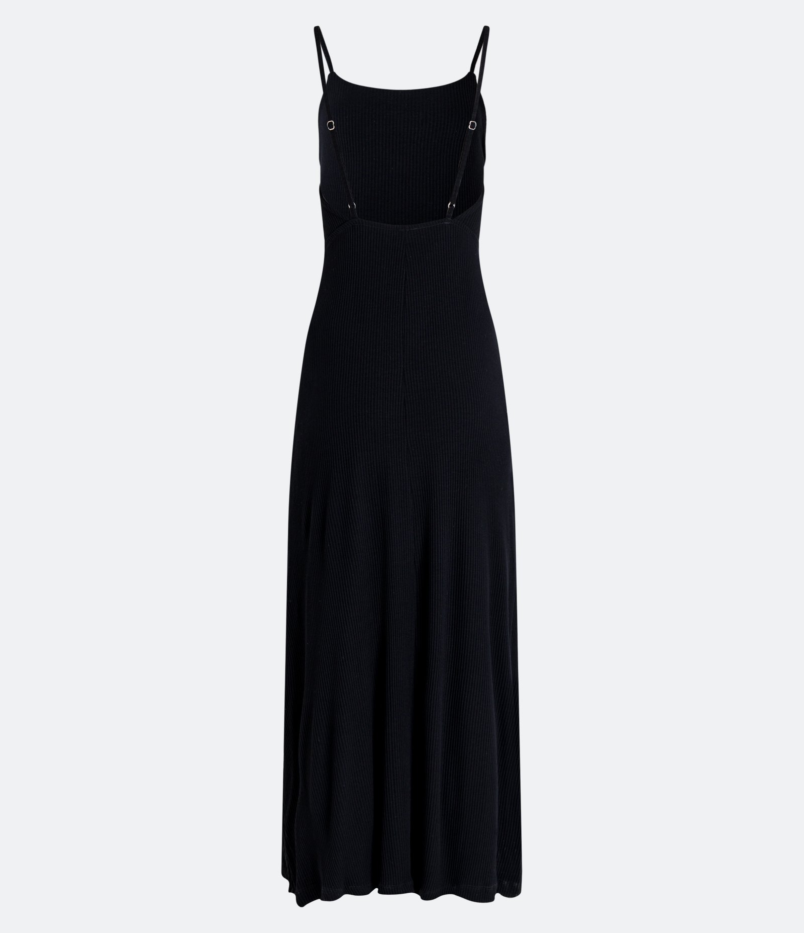Vestido New Midi Canelado com Fenda Lateral Preto 3