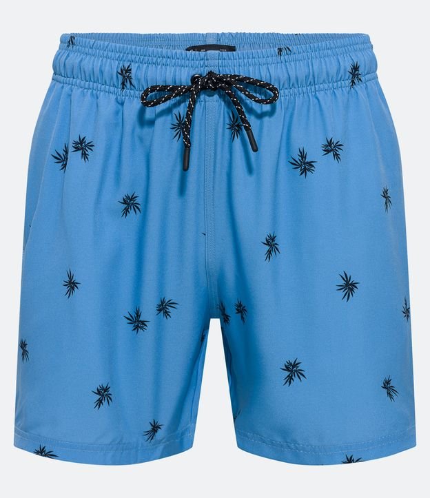 Bermuda de Banho em Microfibra com Estampa de Folhagem