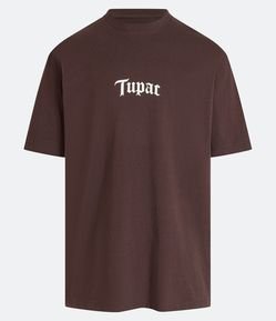 Camiseta Relaxed em Meia Malha com Estampa Tupac