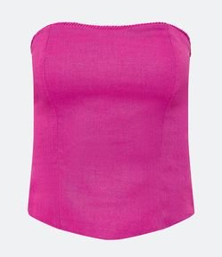 Blusa em Linho Tomara que Caia com Detalhe de Cordão no Decote