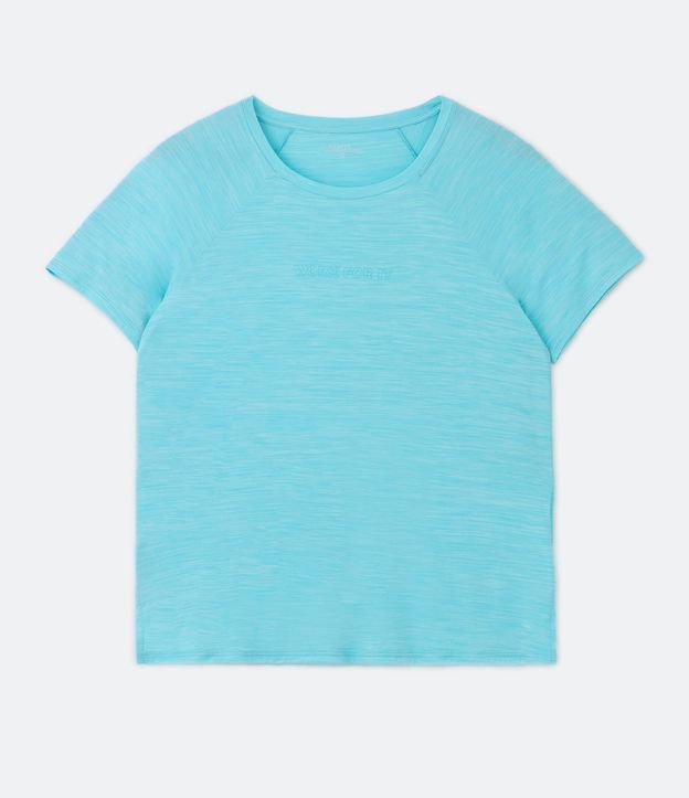 Camiseta Alongada em Poliamida com Gola Redonda Curve & Plus Size Azul 5