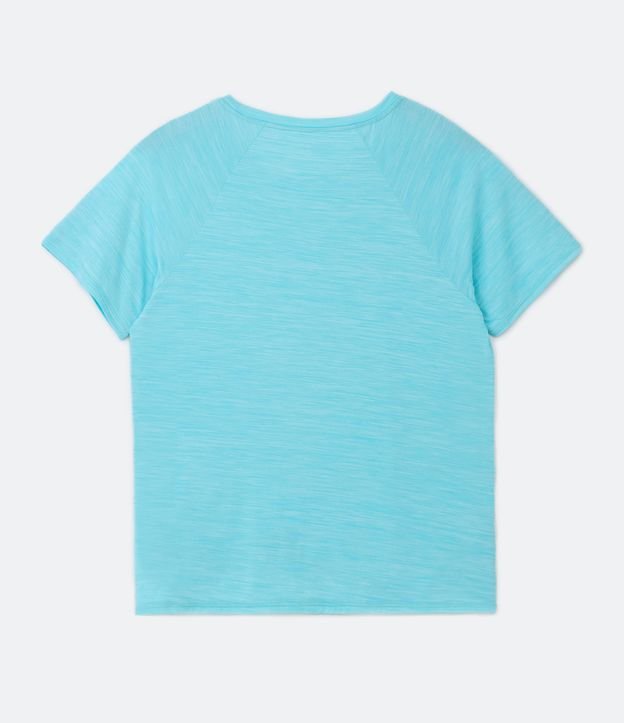 Camiseta Alongada em Poliamida com Gola Redonda Curve & Plus Size Azul 6