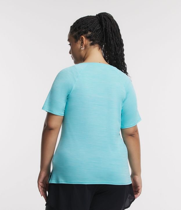 Camiseta Alongada em Poliamida com Gola Redonda Curve & Plus Size Azul 3