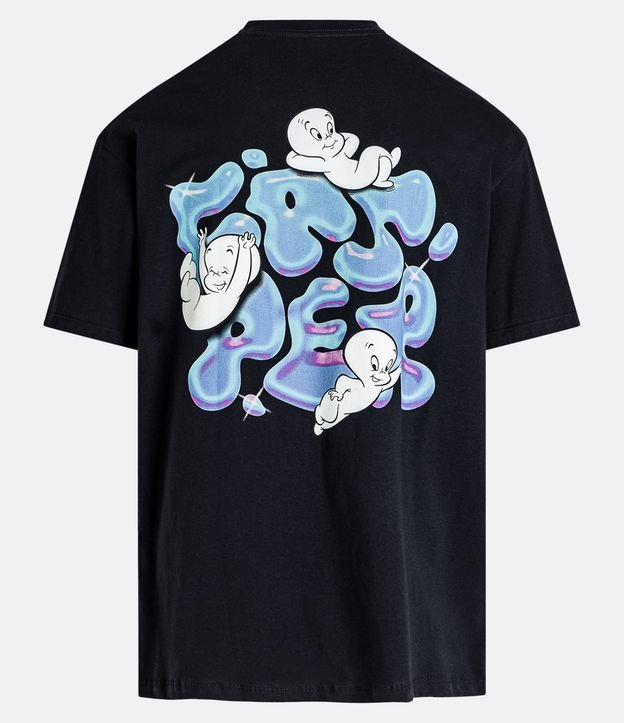 Camiseta Relaxed com Estampa Casper e Grafite Brilha no Escuro Preto 9