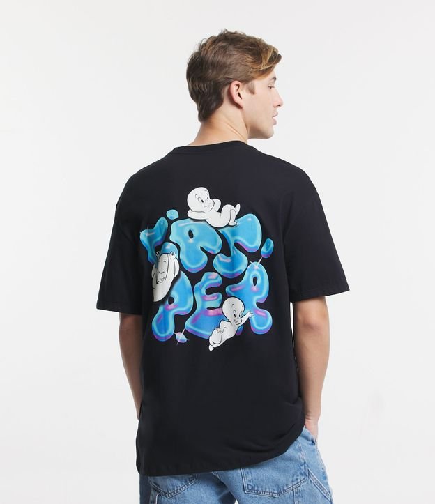 Camiseta Relaxed com Estampa Casper e Grafite Brilha no Escuro Preto 3