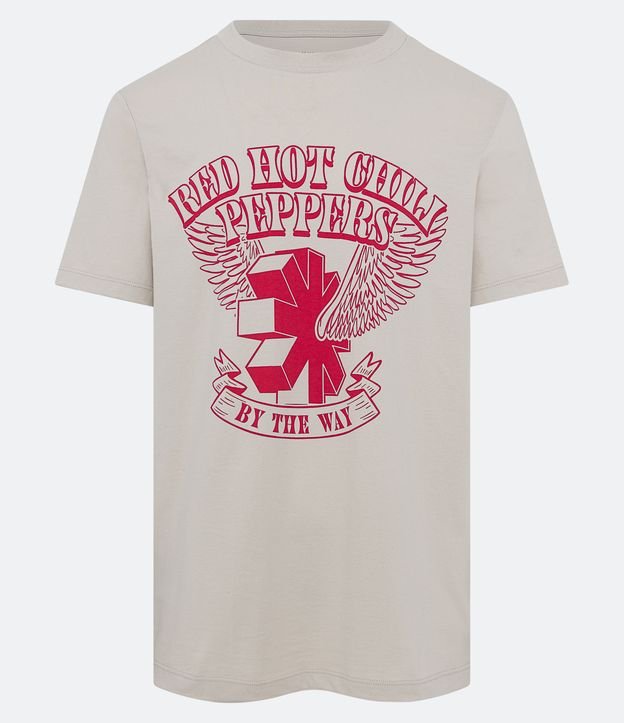 Camiseta Regular com Estampa da Banda Red Hot Chili Peppers Bege 5