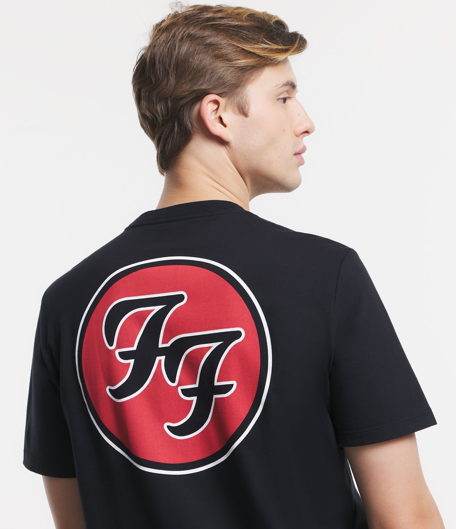 Camiseta Regular em Meia Malha com Estampa Logo Foo Fighters Preto 5