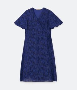 Vestido Midi em Chiffon com Transpasse e Estampa Animal Print Curve & Plus Size