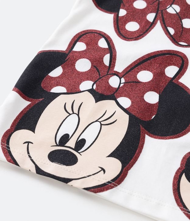 Remera Infantil con Estampa Minnie y Detalle Purpurina - Talle 2 a 10 años Blanco 4