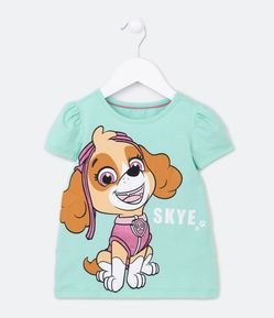 Blusa Infantil Manguinha Bufante e Estampa Skye Patrulha Canina - Tam 2 a 6 Anos
