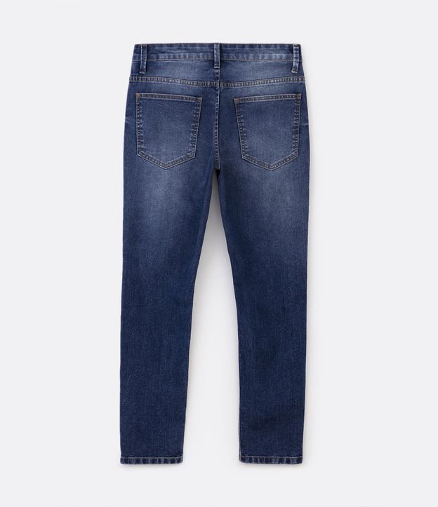 Calça Skinny em Jeans com Bolsos Azul Escuro 6