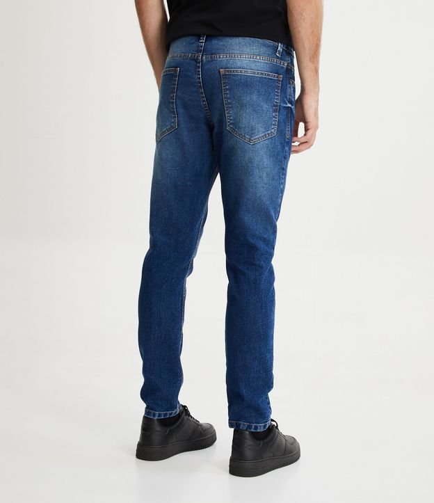 Calça Skinny em Jeans com Bolsos Azul Escuro 3