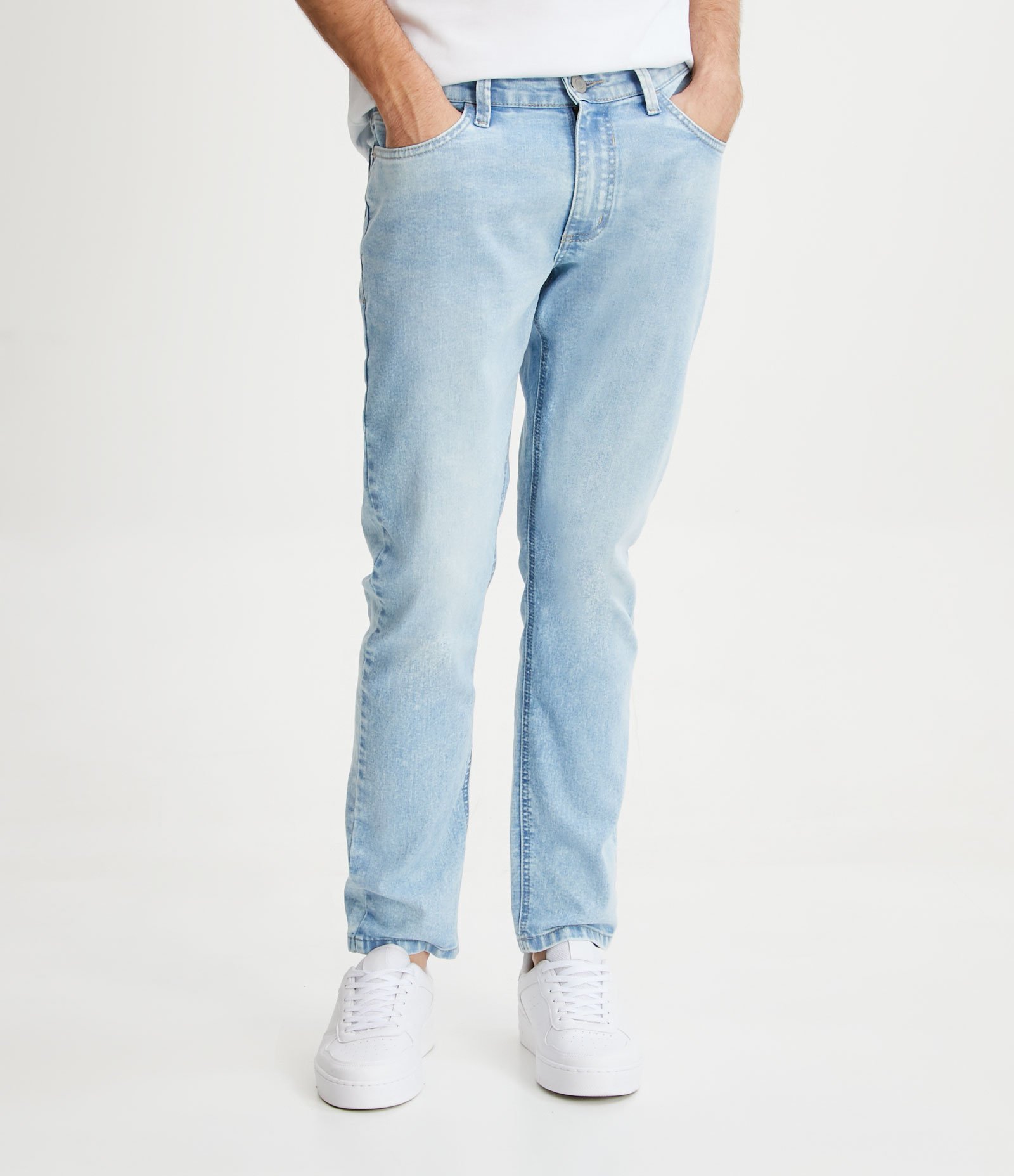 Calça Skinny Jeans com Bolsos Azul Claro 2