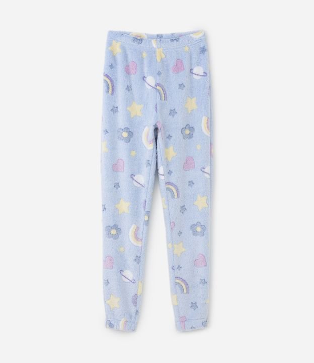 Pijama Longo Infantil Fleece com Estampa Divertida - Tam 5 ao 14 anos Azul 8
