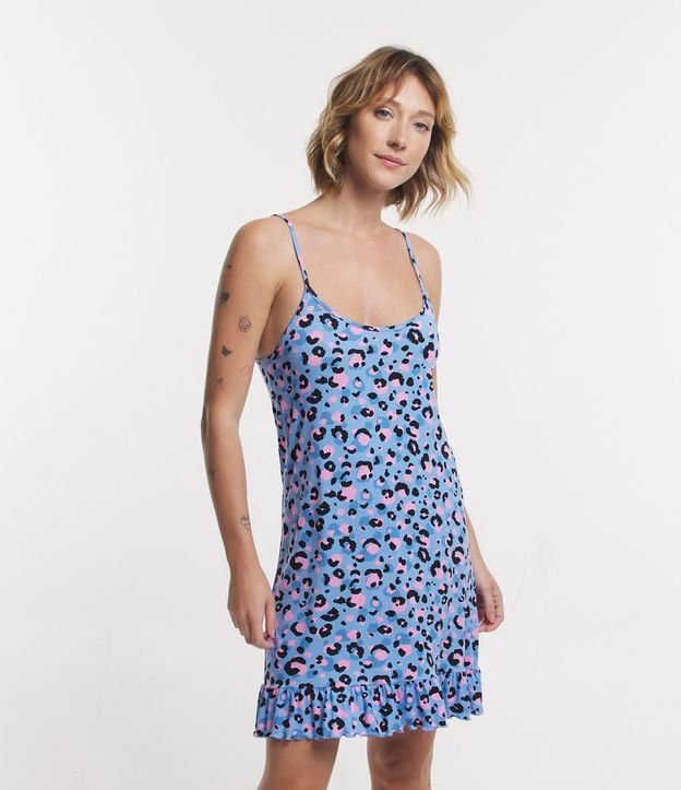 Camisola Curta em Viscose com Alcinha Regulável e Estampa Animal Print