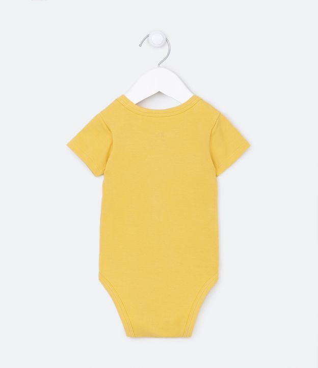 Body Básico Infantil em Cotton com Silk de Ursinho no Peito - Tam 0 a 18 meses Amarelo 2