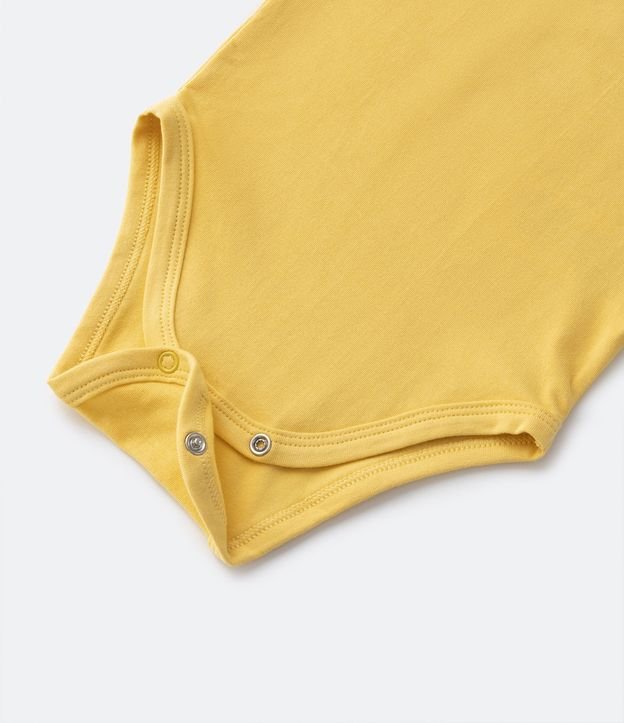 Body Básico Infantil em Cotton com Silk de Ursinho no Peito - Tam 0 a 18 meses Amarelo 3
