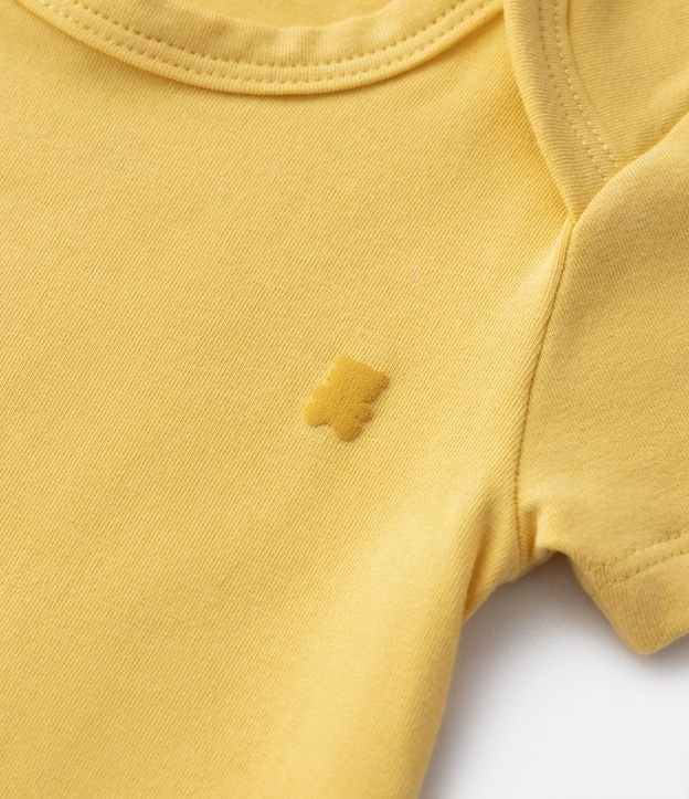 Body Básico Infantil em Cotton com Silk de Ursinho no Peito - Tam 0 a 18 meses Amarelo 5