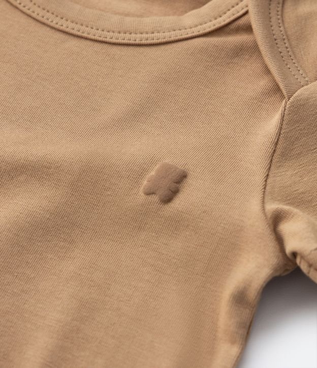Body Básico Infantil em Cotton com Silk de Ursinho no Peito - Tam 0 a 18 meses Marrom 5