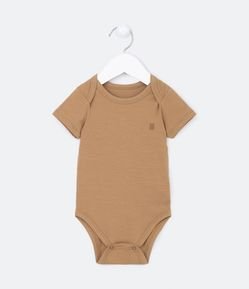 Body Básico Infantil em Cotton com Silk de Ursinho no Peito - Tam 0 a 18 meses