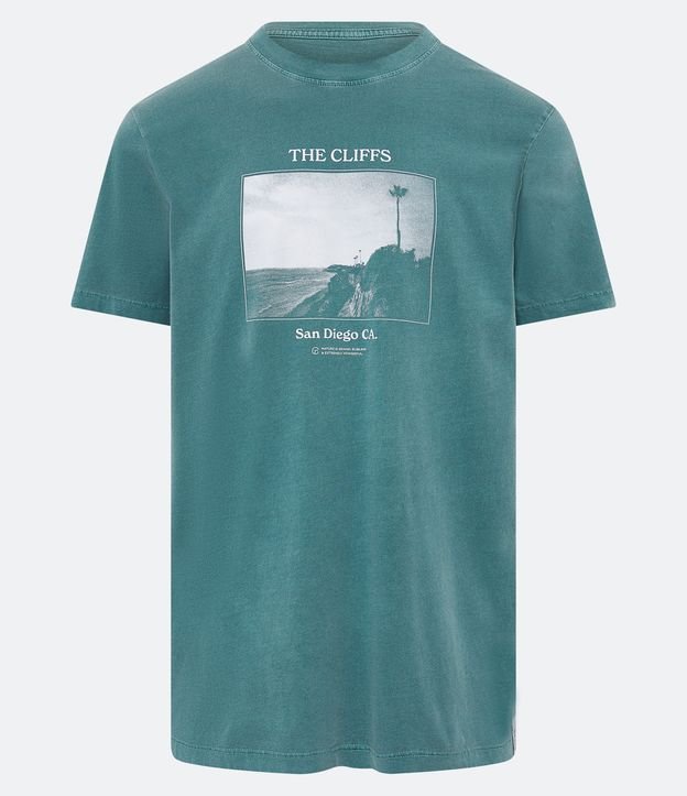 Camiseta Comfort Estonada com Estampa The Cliffs Verde 5