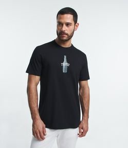 Camiseta Comfort em Meia Malha com Estampa de Cerveja e Lettering