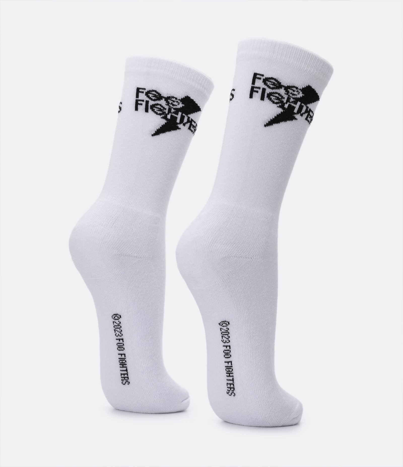 Meia Cano Alto em Algodão com Estampa Foo Fighters Branco 3