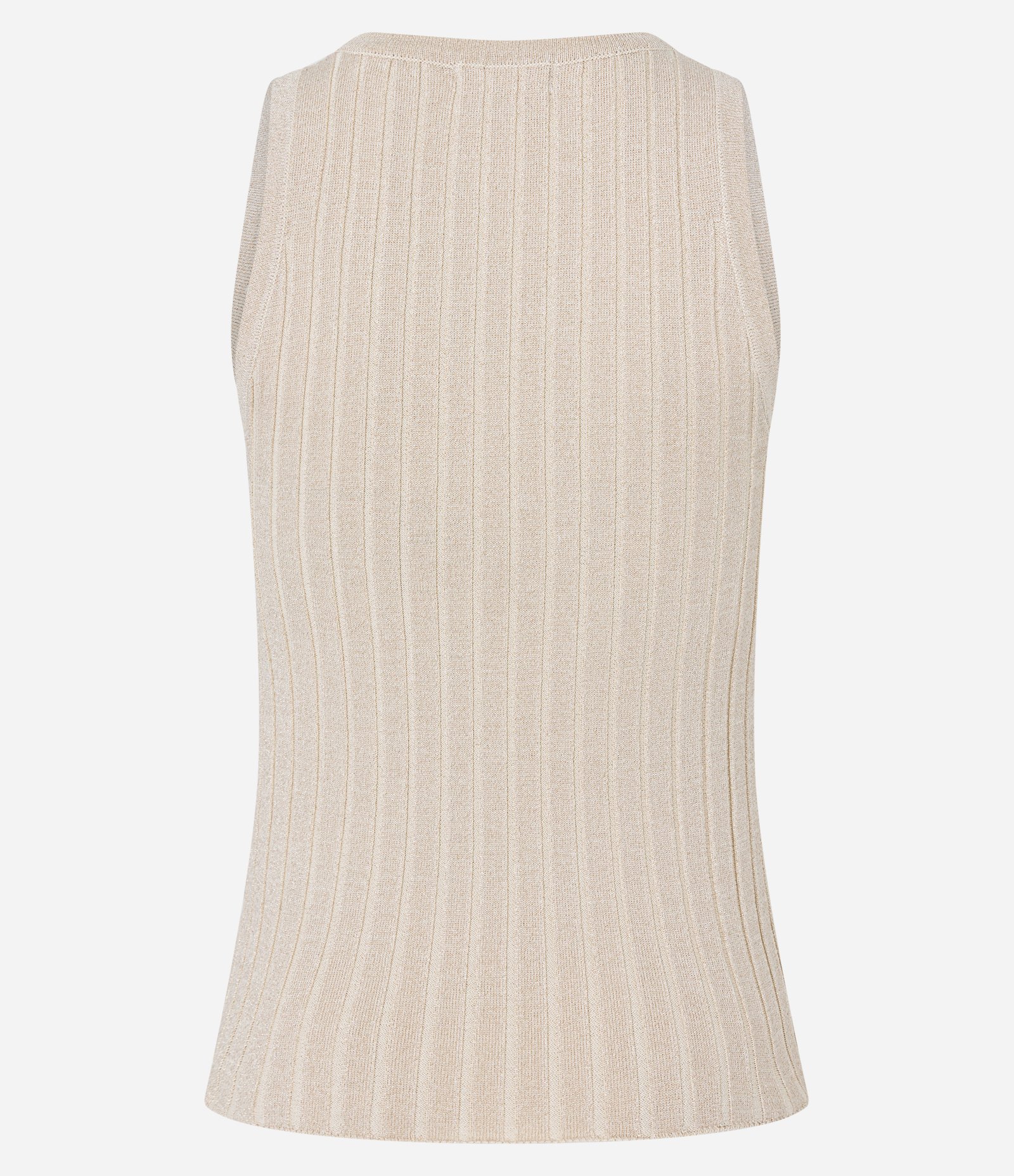Blusa sem Manga em Viscose Canelada com Fio Metalizado Bege 8