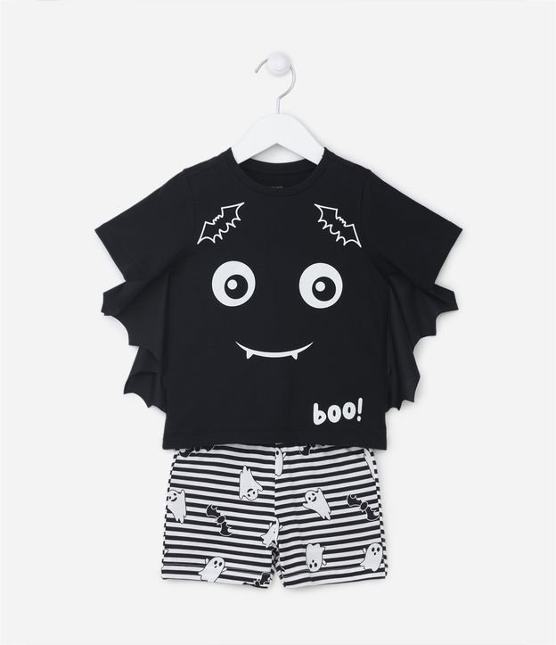 Pijama Curto Infantil com Estampa Interativa de Morceguinho - Tam 2 a 6 Anos