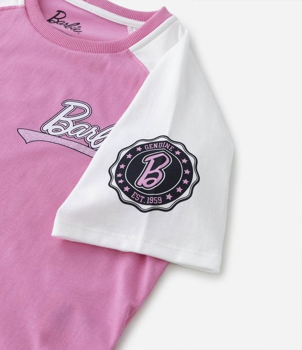 Blusa Infantil Manga Curta Estampada Barbie Tam 4 a 10