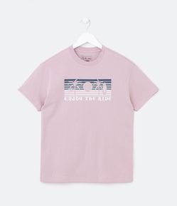 Camiseta Infantil em Meia Malha com Estampa Localizada de Pôr do Sol - Tam 5 a 14 anos