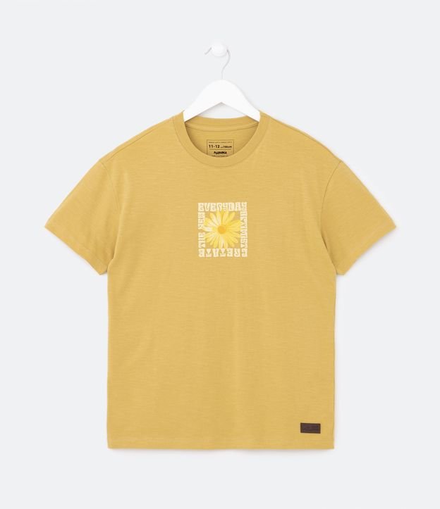 Camiseta Infantil com Estampa Quadrada de Girassol - Tam 5 a 14 Anos Amarelo 1